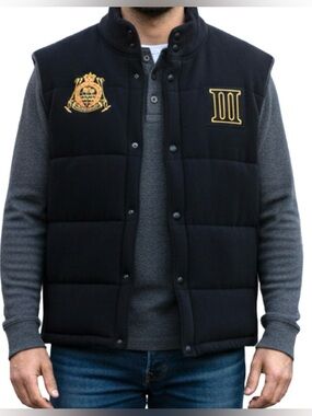 Polo Ralph Lauren Vintage Snow Polo Argentina Crest Puffer Vest - Black/Gold XL